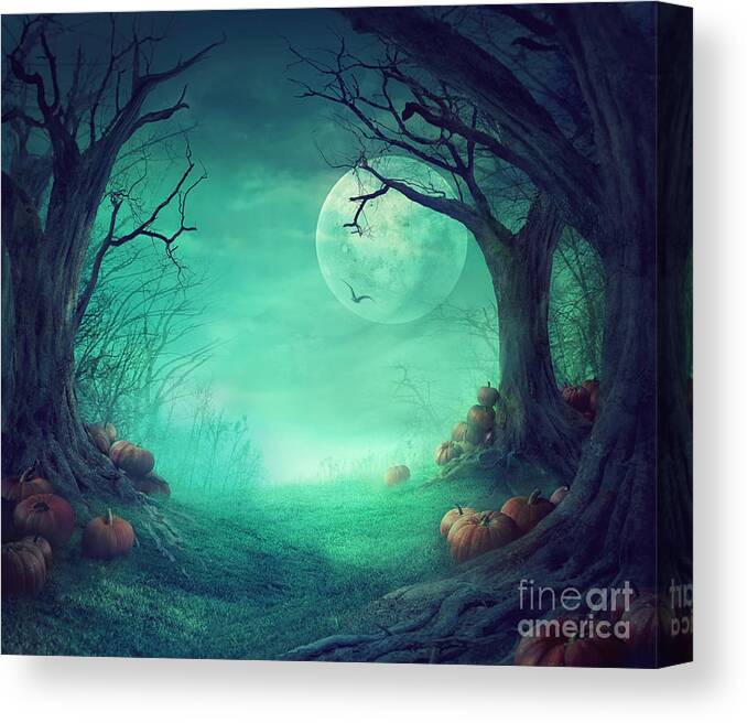 Halloween Canvas Print featuring the digital art Halloween background #1 by Mythja Photography