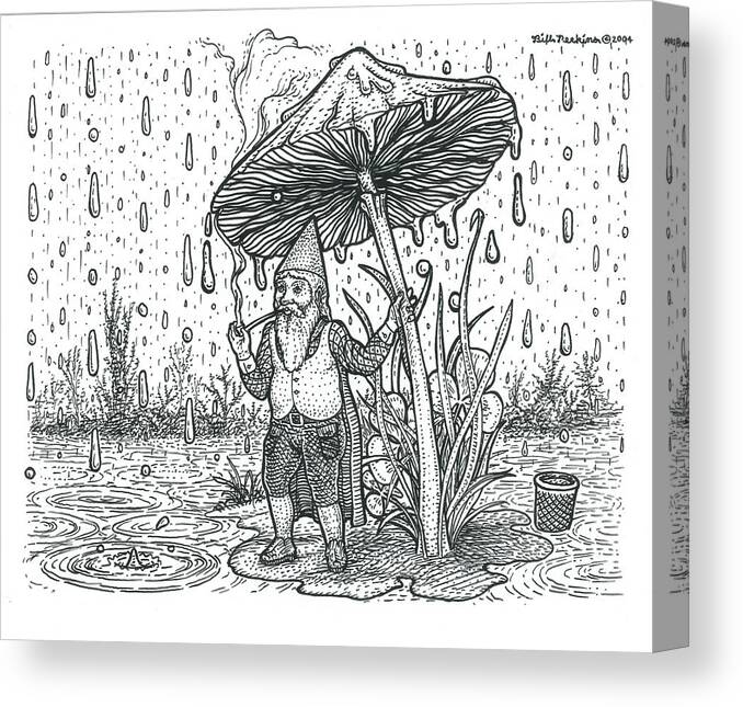 Rain Canvas Print featuring the drawing Rain Gnome #1 by Bill Perkins