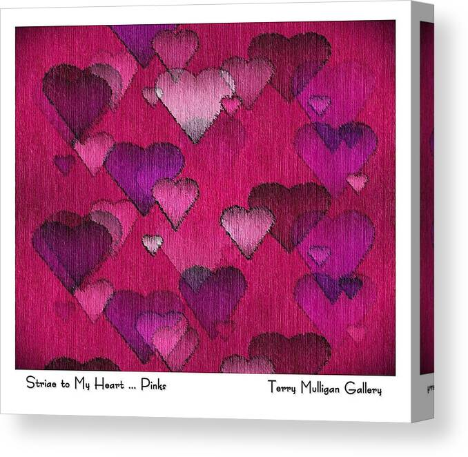 Striae Canvas Print featuring the digital art Striae to My Heart ... Pinks #1 by Terry Mulligan