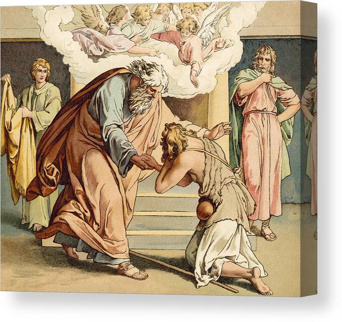 Prodigal Canvas Print featuring the painting The Return of the Prodigal Son by English School