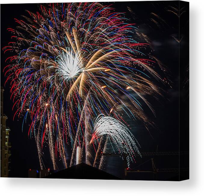 Fireworks Canvas Print featuring the photograph Fireworks 2015 Sarasota 24 by Richard Goldman