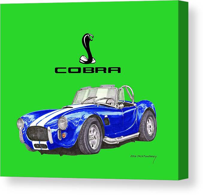 1966 Cobra Snake Tee Shirt Canvas Print featuring the painting 1966 Snake on a shirt by Jack Pumphrey
