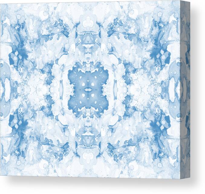 Abstract Canvas Print featuring the mixed media Abstract 20 Blue by Lucie Dumas