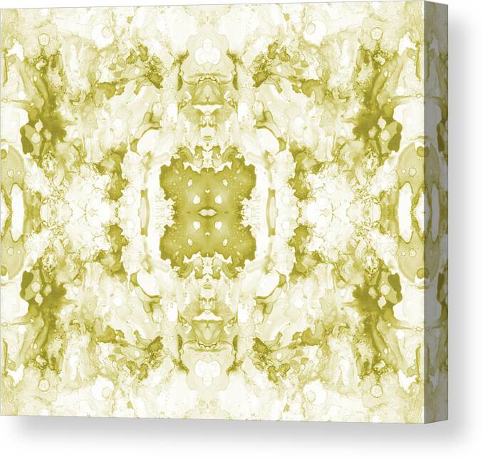 Abstract Canvas Print featuring the mixed media Abstract 20 Green by Lucie Dumas