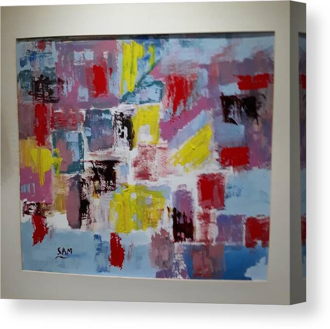 Colours Canvas Print featuring the painting Abstract art by Sam Shaker