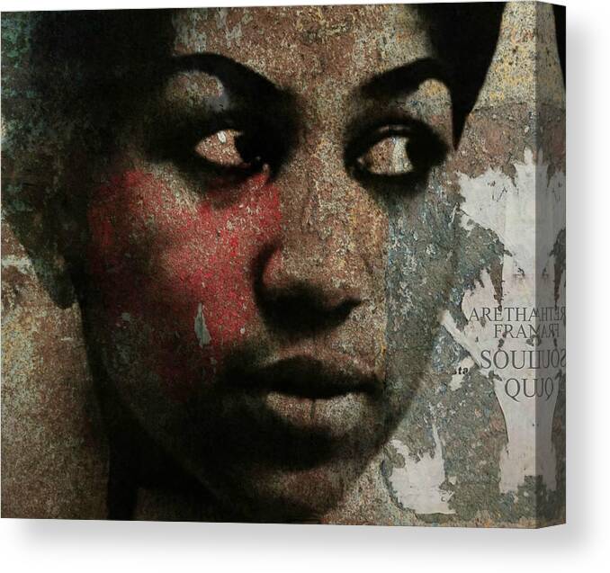 Aretha Franklin Canvas Print featuring the digital art Aretha Franklin - Tribute by Paul Lovering