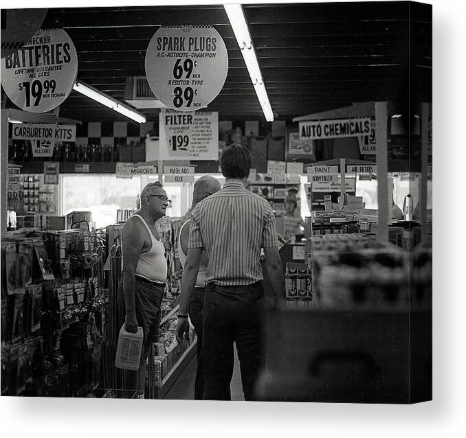 Auto Parts Canvas Print featuring the photograph Auto-Parts Store, 1972 by Jeremy Butler