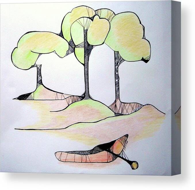 Trees Canvas Print featuring the drawing Beached by Gloria Dietz-Kiebron