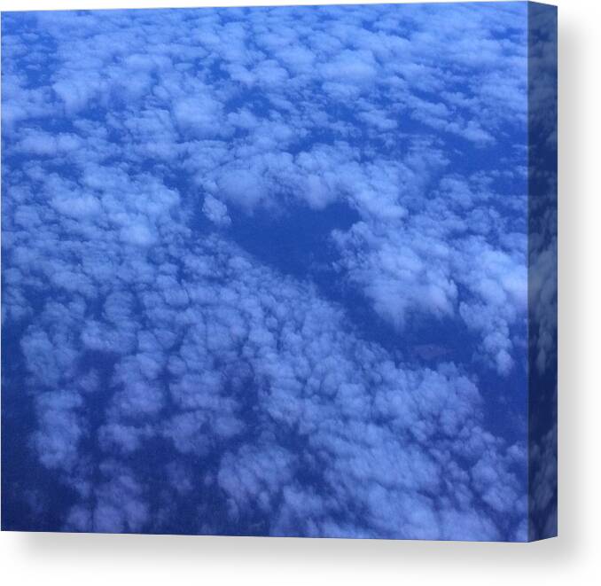 Clouds Sky Blue Flight Airplane Air Canvas Print featuring the photograph Blue by Erika Jean Chamberlin