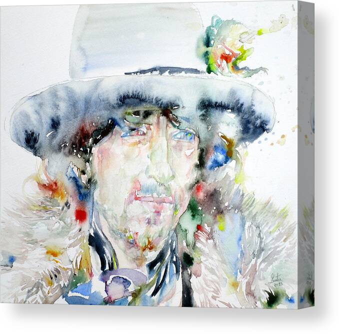 Bob Dylan Canvas Print featuring the painting BOB DYLAN - watercolor portrait.11 by Fabrizio Cassetta