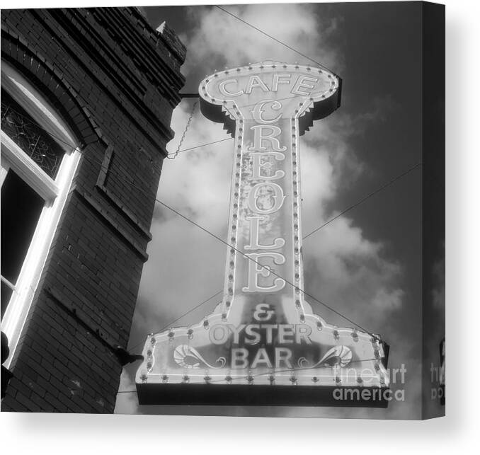Cafe Creole Canvas Print featuring the photograph Cafe Creole sign by David Lee Thompson