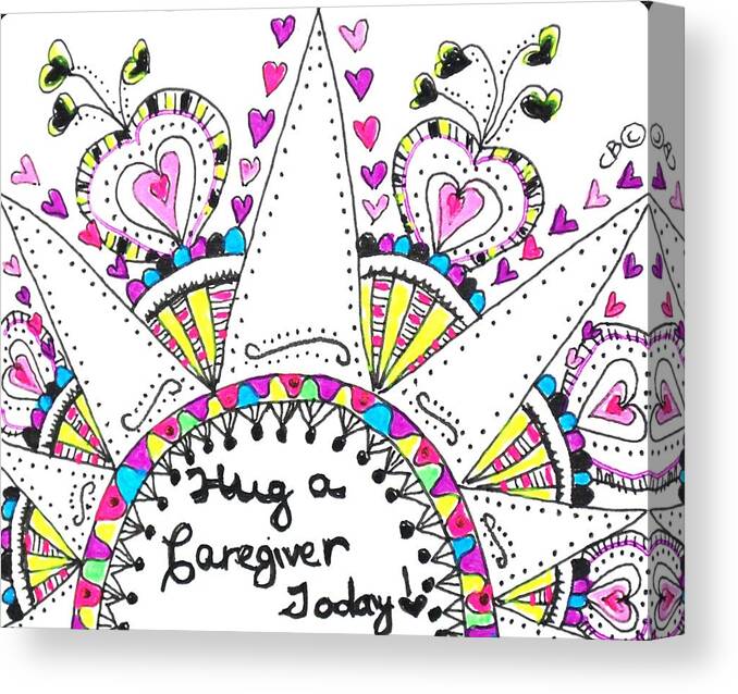 Caregiver Canvas Print featuring the drawing Caregiver Crown Of Hearts by Carole Brecht