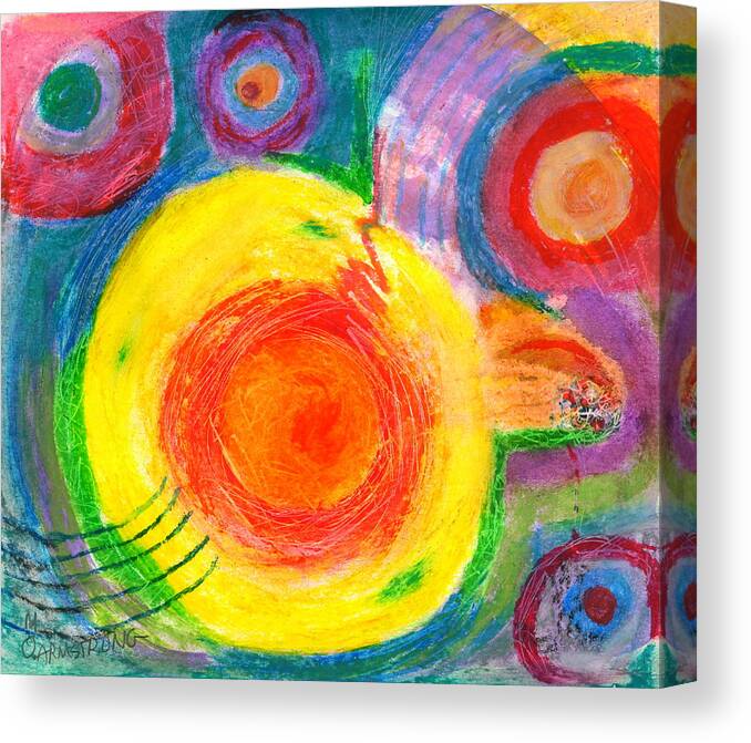 Abstract Canvas Print featuring the painting Circles AI by Mary Armstrong
