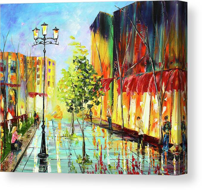 Caribbean House Canvas Print featuring the painting City Street by Kevin Brown