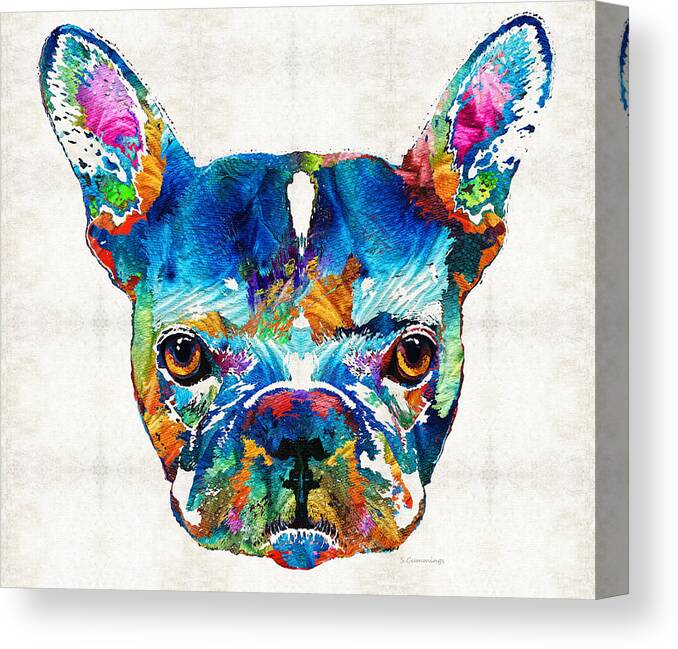 French Bulldog Canvas Print featuring the painting Colorful French Bulldog Dog Art By Sharon Cummings by Sharon Cummings
