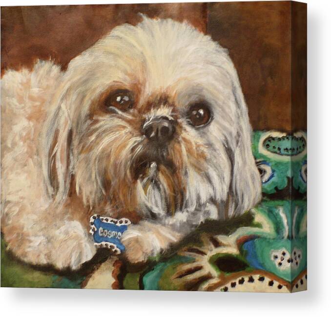 Bichon Canvas Print featuring the painting Cozmo by Carol Russell