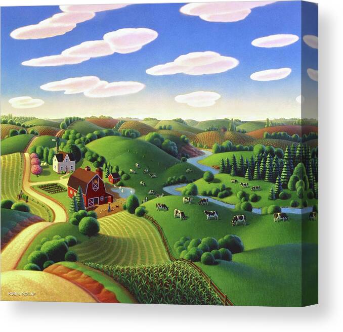 Dairy Farm Canvas Print featuring the painting Dairy Farm by Robin Moline