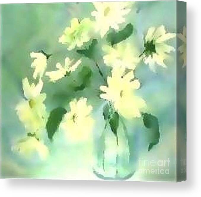 Spring Canvas Print featuring the painting Daisies by Duygu Kivanc