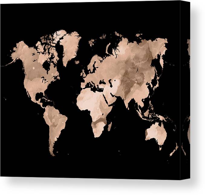 World Canvas Print featuring the mixed media Design 97 World Map by Lucie Dumas