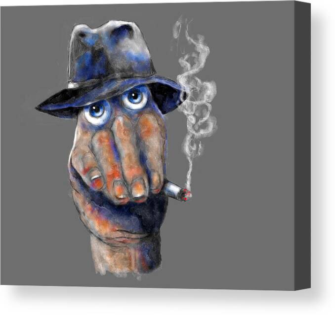 Sketch Canvas Print featuring the digital art Detective Hand by Rick Mosher