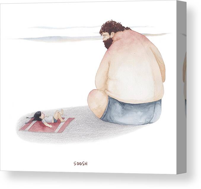 Father Canvas Print featuring the drawing Devoted Father by Soosh