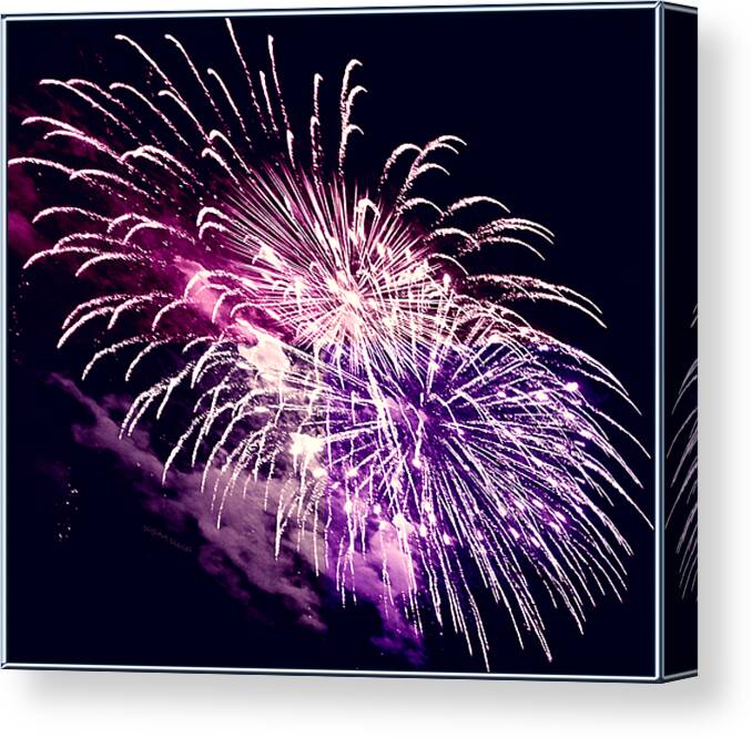 Fireworks Canvas Print featuring the photograph Exploding Stars by DigiArt Diaries by Vicky B Fuller