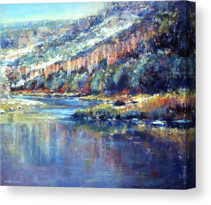 Landscape.pastel.painting Canvas Print featuring the painting Faiding Light by James Roybal