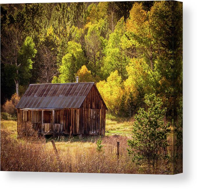 Cabin Canvas Print featuring the photograph Fall Cabin by Steph Gabler
