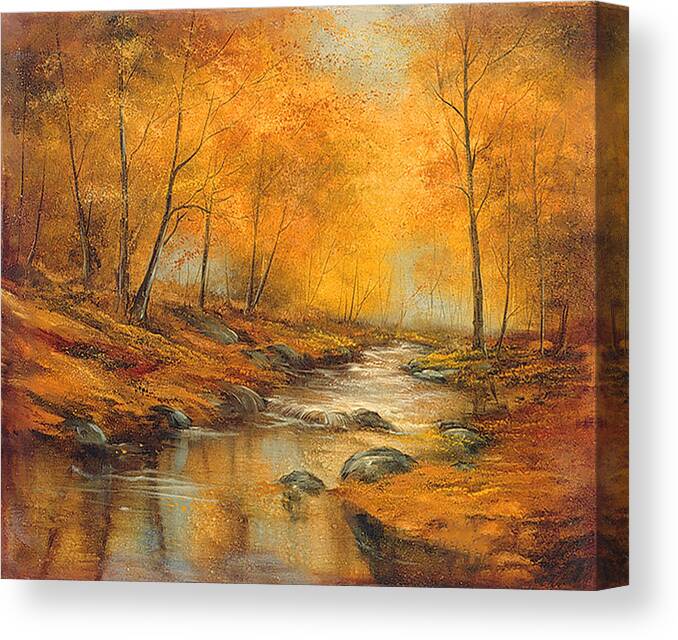 Fall Scene Canvas Print featuring the painting Fall Reflections by Lynne Pittard