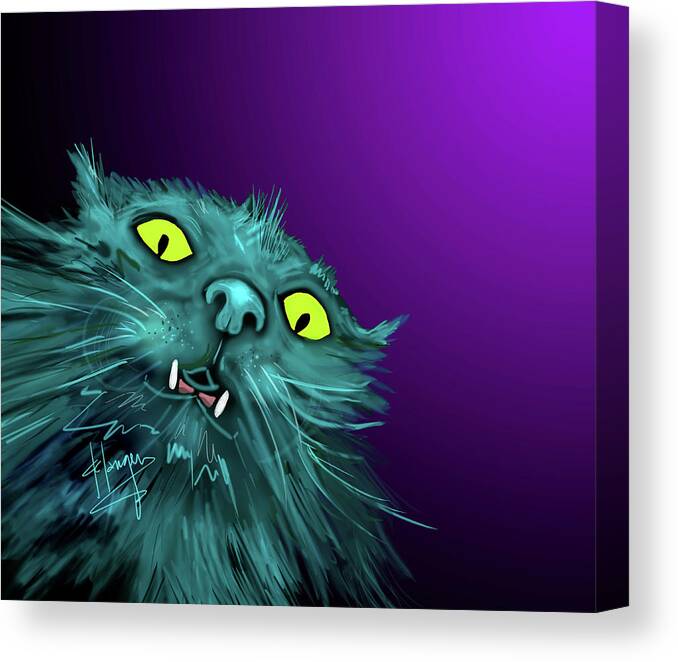 Fang Canvas Print featuring the painting Fang DizzyCat by DC Langer