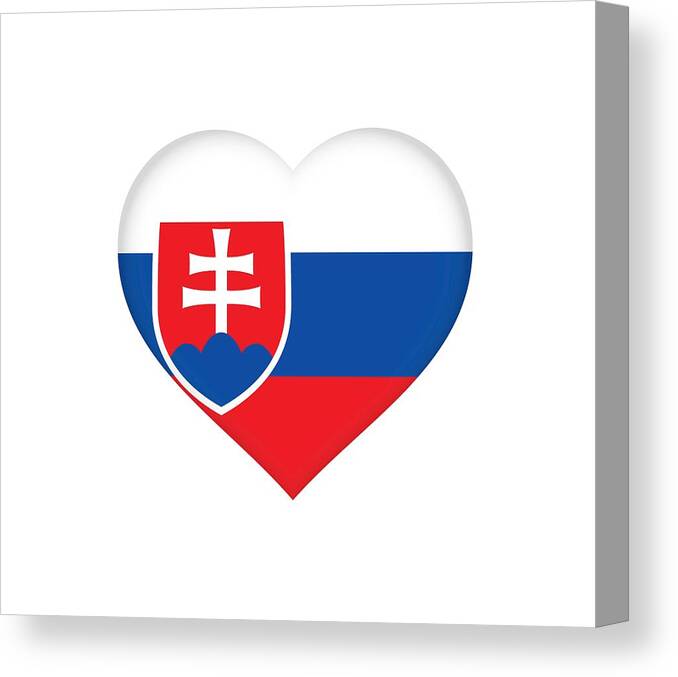 Slovak Canvas Print featuring the digital art Flag of Slovakia Heart by Roy Pedersen