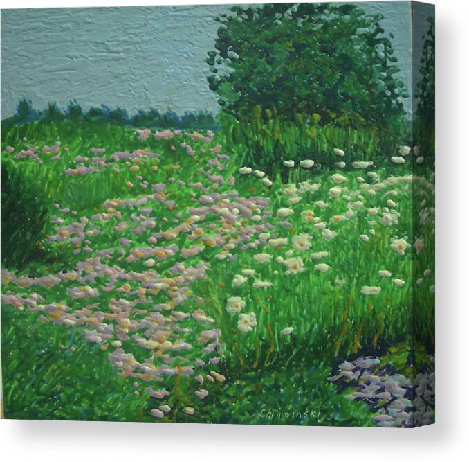 Encaustic Canvas Print featuring the painting Flowers 1 by Stan Chraminski