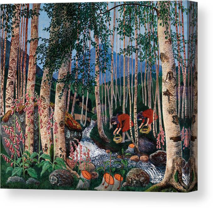Nicolai Astrup Canvas Print featuring the painting Foxgloves by Nicolai Astrup