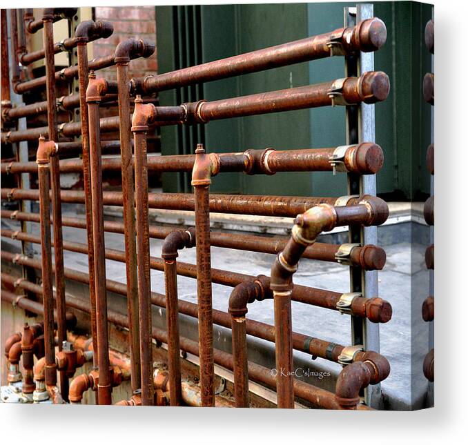 Gas Pipelines Canvas Print featuring the photograph Gas Pipes and Fittings by Kae Cheatham