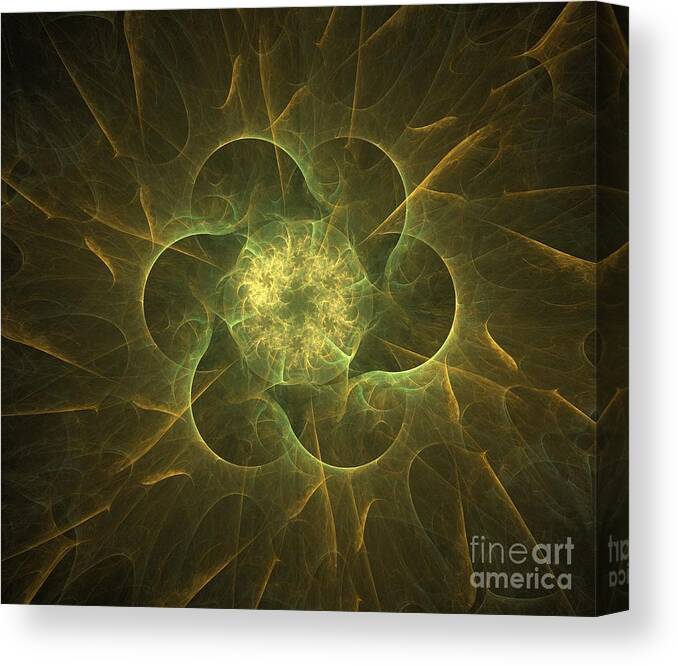 Apophysis Canvas Print featuring the digital art Green Gold Petals by Kim Sy Ok