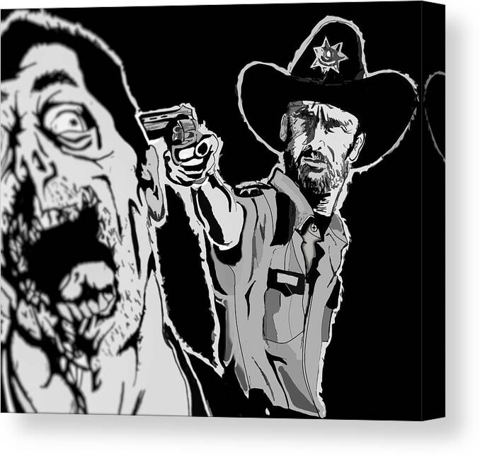 Rick Canvas Print featuring the drawing Grimes Reaper by Tyquill Williams