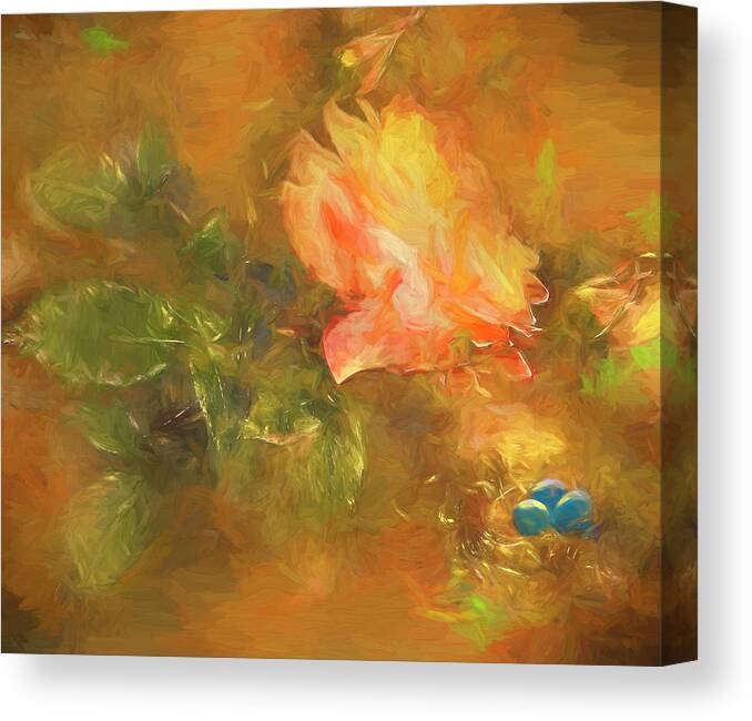 Rose Canvas Print featuring the digital art Guarded Robin Blue Oil by Gary Baird