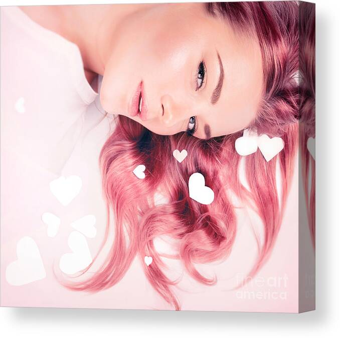 Affection Canvas Print featuring the photograph Hair idea for Valentine's day by Anna Om