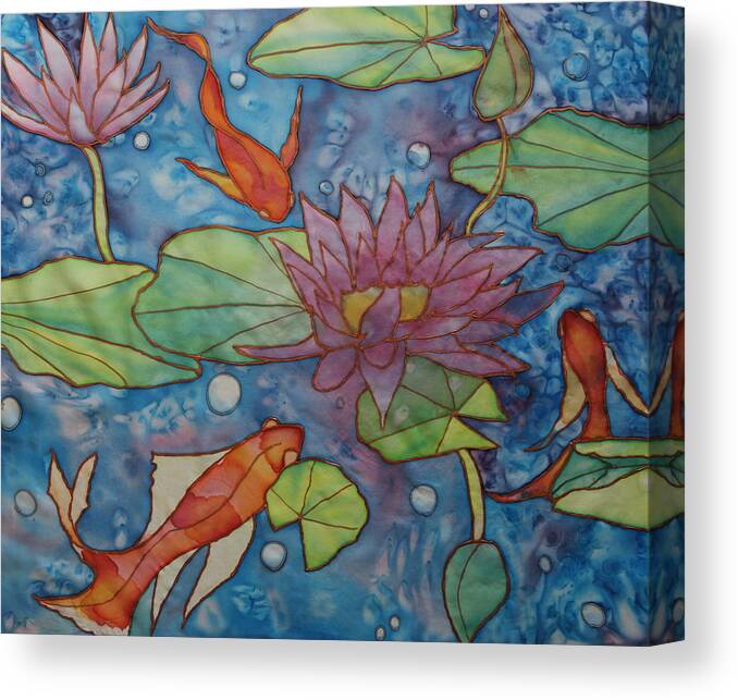 Gold Fish Canvas Print featuring the painting Hide and Seek by Ruth Kamenev