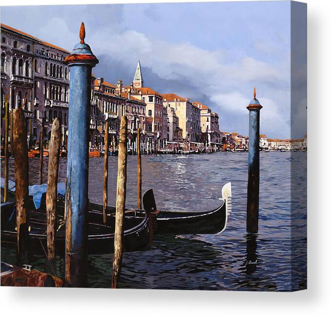 Venice Canvas Print featuring the painting I Pali Blu Sul Canal Grande by Guido Borelli