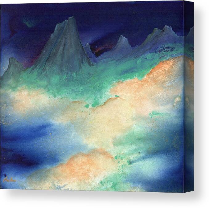 Landscape Canvas Print featuring the painting Ice Mountain Sunrise by Charlene Fuhrman-Schulz