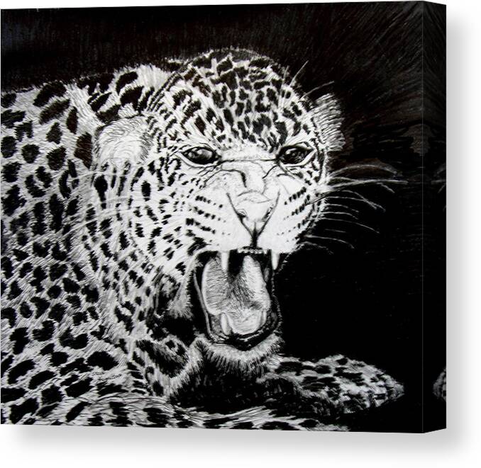 Original Drawing Canvas Print featuring the drawing Jaquar II by Stan Hamilton