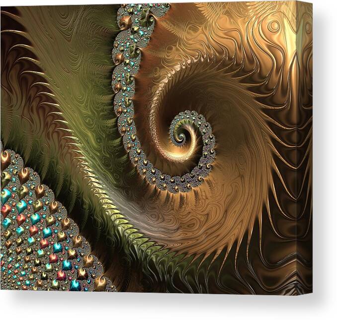 Jewel And Spiral Abstract Canvas Print featuring the digital art Jewel and Spiral Abstract by Marianna Mills