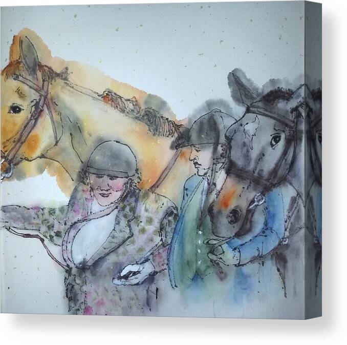 Tv Series. Pbs. In Honor. Keeping Up Appearances. Figures. Equine Canvas Print featuring the painting Keeping up Appearances album by Debbi Saccomanno Chan