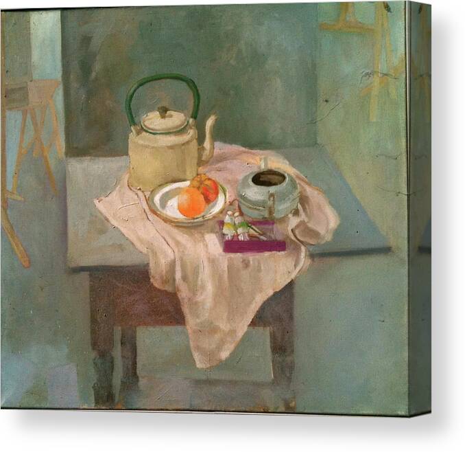 Still Life Canvas Print featuring the painting Kettled oranges by Tom Smith