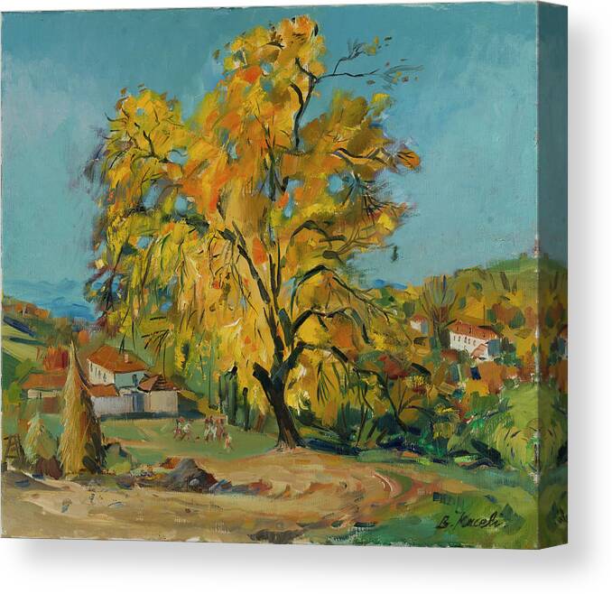 Landscape Canvas Print featuring the painting Landscape, Librazhd, Albania by Buron Kaceli