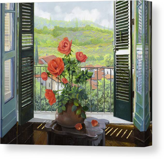Landscape Canvas Print featuring the painting Le Persiane Sulla Valle by Guido Borelli