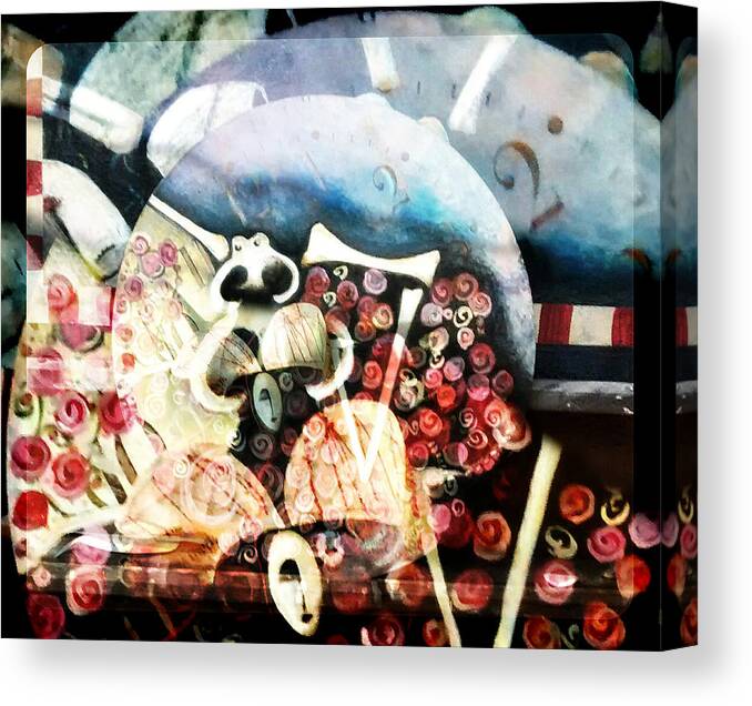 Skeleton Canvas Print featuring the digital art Less Time #2 by Delight Worthyn