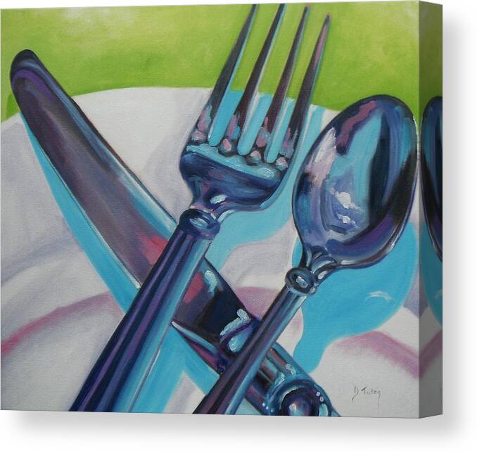 Fork Canvas Print featuring the painting Let's Eat by Donna Tuten