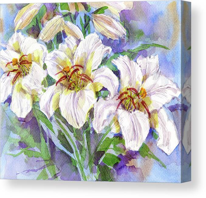 Lily Canvas Print featuring the painting Lilies by Garden Gate